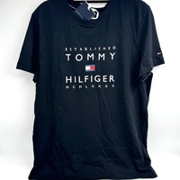 Tommy Hilfiger Established Stacked Logo T-Shirt Men's Size Large Casual Cotton Tee Classic Fit