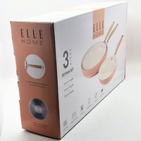 Elle Home EH3PFSAW 3 Piece Frypan Set Apricot Wash Non Stick Induction