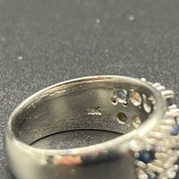 Ladies 18ct White Gold Blue Sapphire & Diamond Ring