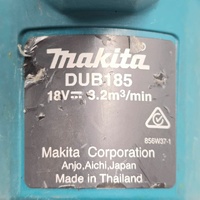 Makita DUB185 18V Cordless Blower Skin Only Compact Lightweight with Nozzle Attachment