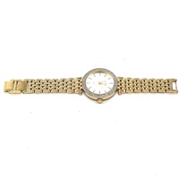 Elite Ladies Gold Tone Quartz Watch Crystal Bezel Sunray Dial 5080283