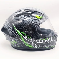 SMK GL268 Stellar Taotei Full Face Helmet Black Grey Green Size M