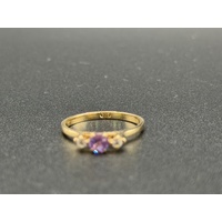 Ladies 9ct Yellow Gold Purple Gemstone Vintage Design Ring