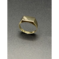 Mens 9ct Yellow Gold Diamond Signet Ring