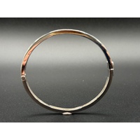 Ladies 925 Sterling Silver Gemstone Hinged Bangle