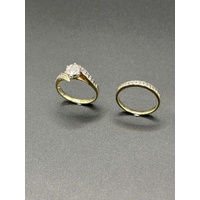 Ladies 9ct Yellow Gold Diamond Bridal Ring Set Ring