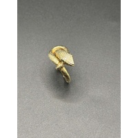 Unisex 9ct Yellow Gold Green Eyed Snake Ring 