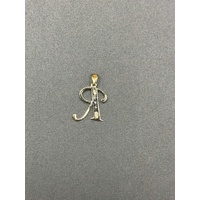 Unisex 9ct Yellow Gold Letter Initial R Pendant
