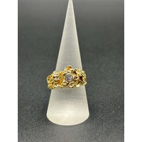 Unisex 14ct Yellow Gold Natural Diamond Ring