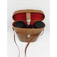 Birnie 10x50 Vintage Binoculars Coated Lenses 5° Field Black with Brown Case