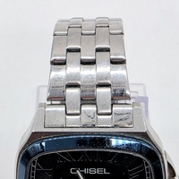 Chisel Mens Quartz Watch Stainless Steel Roman Numeral Black Dial 5829298