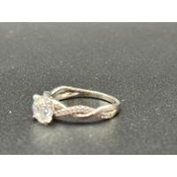 Ladies 10ct White Gold Cubic Zirconia Ring