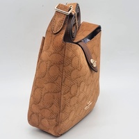 Coach Hadley Mini Crossbody Bag Signature Suede Leather CCE16 Caramel Brown