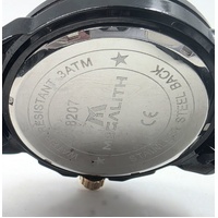 MEGALITH Wolf Men's Quartz Watch Black Gold Stainless Steel Bracelet 3ATM