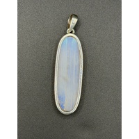 Ladies 925 Sterling Silver Oval Moonstone Pendant