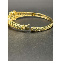 Unisex 18ct Yellow Gold Panther Green Gemstone Bangle