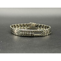 Unisex 14ct White Gold Diamond Fancy Link Bracelet