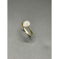 Ladies 9ct Yellow Gold Diamond Halo Ring