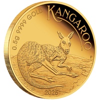 2025 Perth Mint Mini Kangaroo Gold Coin 0.5g 9999 Fine Gold $2 Australia in Card