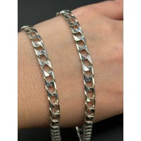 Unisex 925 Sterling Silver Square Curb Link Necklace