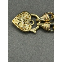 Ladies 9ct Yellow Gold Round Belcher Link Heart Clasp Necklace
