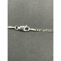 Ladies 18ct White Gold Figaro Chain & Cubic Zirconia Cross Pendant