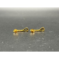 Ladies 9ct Yellow Gold Brown Quartz & CZ Drop Earrings