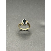 Ladies 18ct Yellow Gold Blue Sapphire & Diamond Ring