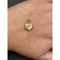 Ladies 9ct Yellow Gold Love Heart Locket Pendant