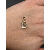 Ladies 9ct Yellow Gold Diamond Number 18 Pendant