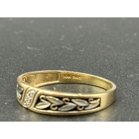 Men’s 10ct Yellow Gold 0.04ct Diamond Vine Pattern Ring