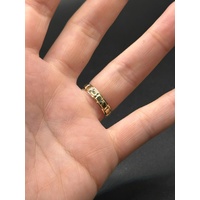 Unisex 9ct Yellow Gold Laser Cut Pattern Band Ring