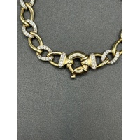 Ladies 9ct Yellow Gold Pavé Link Bracelet