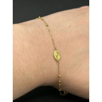 Ladies 18ct Yellow Gold Rosary Bracelet with Cross & Mother Mary Charms