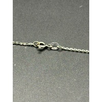 Ladies 18ct White Gold Cable Link Chain & Diamond Dangle Pendant
