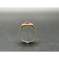 Men’s 18ct Yellow Gold Red-Coloured Stone Signet Ring