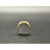Mens 9ct Yellow Gold Diamond Cluster Ring