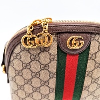 GUCCI Ophidia GG Supreme Canvas Small Dome Shoulder Bag 499621 Brown + COA