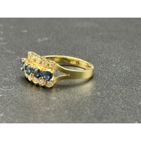 Ladies 14ct Yellow Gold Blue Sapphire & Diamond Ring