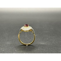 Ladies 18ct Yellow Gold Ruby & Diamond Ring