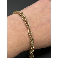 Unisex 9ct Rose Gold Vintage Albert Pocket Watch Chain with Fob and Horn Charm