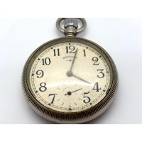 Rotara Antique Silver Mechanical Pocket Watch Vintage Watch with Chain