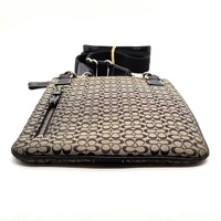 COACH Signature Canvas Leather Swingpack Crossbody Bag Black Grey Small + COA
