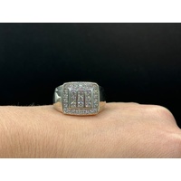 Mens 10ct White Gold Diamond Ring