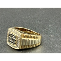 Mens 10ct Yellow Gold Diamond Ring