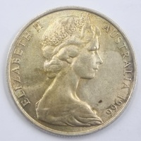 1966 Australian Round 50 Cent Coin 80% Silver Elizabeth II Royal Australian Mint