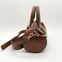 GUESS Anessa Cocoa Barrel Bag Crossbody Logo Print With Strap Tags