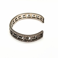 Gucci Square G Cuff Bracelet Aged Sterling Silver AG925 Italy with Box Papers