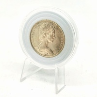 1966 Australian 50 Cent Round Silver Coin 80% Silver in Clear Protective Capsule