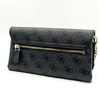 GUESS Noelle Flap Organiser Bag Coal Black Logo Crossbody Wallet Handbag